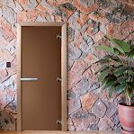Дверь для бани Doorwood Бронза 2000х800 мм, ольха, матовое стекло 8 мм, 3 петли