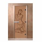 Дверь Doorwood Искушение бронза матовая 1900х700мм, стекло 8мм, 3 петли