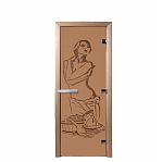 Дверь для бани Doorwood Искушение Бронза 1900х700 мм, ольха, матовое стекло 8 мм, 3 петли