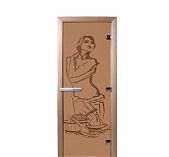 Дверь для бани Doorwood Искушение Бронза 1900х700 мм, ольха, матовое стекло 8 мм, 3 петли