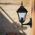 Фонарь уличный Reluce 08243-0.2-001W BK настенный, 40 Вт, Е27, IP44, металл, черный