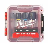 Набор торцевых насадок Milwaukee Shockwave 4932492445, хвостовик 1/4" Hex, 4 штуки в боксе