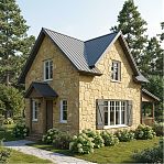 Камень ручейник, песчаник желто-коричневый, для декора, 40х50 мм