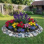 Камень натуральный Галька кварцевая фракция 50-100 мм, окатанная, цвет мультиколор, от 1 кг