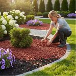 Крошка мраморная, толщина слоя 3 см, декоративная, окрашенная, красная, 10 кг