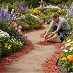 Крошка мраморная, толщина слоя 3 см, декоративная, окрашенная, красная, 10 кг