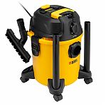 Пылесос строительный Denzel RVC20 28201, для сухой и влажной уборки, 15 л, 1200 Вт