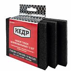 Губка шлифовальная Кедр 062-0003, мягкие P60/80, P60/100, P80/120, размер 10х100х125 мм, в упаковке 3 шт