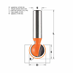 Фреза концевая CMT S8 мм, R7.92 мм, D15.8 мм, l-14 мм, L60.3 мм, профильная с шаровой режущей частью 968.158.11