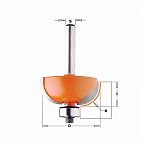 Фреза концевая CMT, галтельная R16 мм, S12 мм, D44,5х18.5 мм, с нижним подшипником, кромочная, 937.950.11