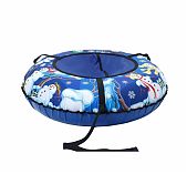 Санки-ватрушка Saimaa Вихрь Снеговики, синие, с ручками, диаметр 80 см