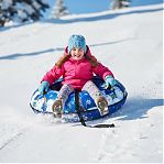 Санки-ватрушка Saimaa Вихрь Снеговики, синие, с ручками, диаметр 80 см