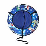 Санки-ватрушка Saimaa Вихрь Снеговики, синие, с ручками, диаметр 80 см