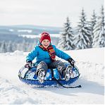 Санки-ватрушка Saimaa Вихрь Снеговики, синие, с ручками, диаметр 80 см