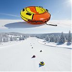 Санки-ватрушка Saimaa Комфорт, оранжево-желтые, с ручками, диаметр 90 см