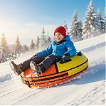 Санки-ватрушка Saimaa Комфорт, оранжево-желтые, с ручками, диаметр 90 см