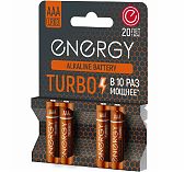 Батарейка Energy Alkaline Turbo LR03/4B тип ААА, для гаджетов с повышенным энергопотреблением, 4 шт. в блистере
