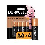Батарейка Duracell Basic LR6 AA BL4 Alkaline 1.5В, в упаковке 4 штуки