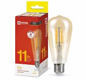 Лампа светодиодная IN HOME LED-ST64-deco gold 11 Вт Е27 3000К золотистая