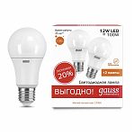 Лампа Gauss Elementary A60 12W 3000K E27 2 лампы в упаковке LED 
