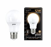 Лампа светодиодная Gauss Black A60, 102502112, Е27, 12 Вт, 3000К нейтральный белый свет