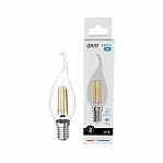 Лампа светодиодная филаментная Gauss Filament Elementary Свеча на ветру 42128, 8Вт, Е14, 4100К, нейтральный белый свет