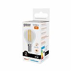 Лампа светодиодная филаментная Gauss Filament Elementary 52118, Шар, Е14, 8Вт, 2700К, теплый белый свет