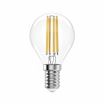 Лампа светодиодная филаментная Gauss Filament Elementary 52118, Шар, Е14, 8Вт, 2700К, теплый белый свет