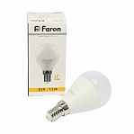 Лампа светодиодная Feron LB-750 Шарик 25946, E14, 11W, 175-265V, 2700K, теплый белый свет