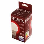 Лампа светодиодная Ресанта 76/1/20, груша, А65, Е27, 15 Вт, 4000K нейтральный белый свет