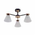 Люстра Reluce 01625-0.3-03 BK+WOOD, 3 лампы, Е27, 180 Вт, стекло, до 18 кв.м