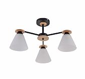 Люстра Reluce 01625-0.3-03 BK+WOOD, 3 лампы, Е27, 180 Вт, стекло, до 18 кв.м