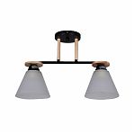 Люстра Reluce 11630-0.3-02 BK+WOOD, 2 лампы, Е27, 120 Вт, стекло, до 12 кв.м