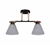 Люстра Reluce 11630-0.3-02 BK+WOOD, 2 лампы, Е27, 120 Вт, стекло, до 12 кв.м