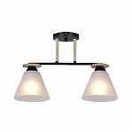 Люстра Reluce 11630-0.3-02 BK+WOOD, 2 лампы, Е27, 120 Вт, стекло, до 12 кв.м