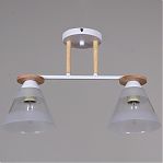 Светильник потолочный Reluce 01630-0.3-02 WH+WOOD, 2 лампы, 120 Вт, Е27, металл, дерево, до 12 кв.м