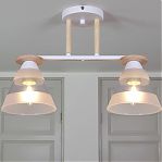Светильник потолочный Reluce 01630-0.3-02 WH+WOOD, 2 лампы, 120 Вт, Е27, металл, дерево, до 12 кв.м