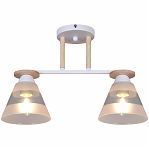 Светильник потолочный Reluce 01630-0.3-02 WH+WOOD, 2 лампы, 120 Вт, Е27, металл, дерево, до 12 кв.м