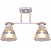 Светильник потолочный Reluce 01630-0.3-02 WH+WOOD, 2 лампы, 120 Вт, Е27, металл, дерево, до 12 кв.м