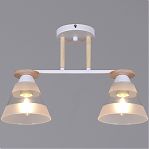 Светильник потолочный Reluce 01630-0.3-02 WH+WOOD, 2 лампы, 120 Вт, Е27, металл, дерево, до 12 кв.м