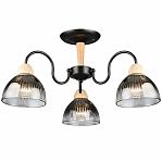 Люстра Reluce 69660-0.3-03 BK+WOOD, 3 лампы, 180 Вт, Е27, металл, дерево, до 18 кв.м