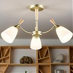 Люстра Reluce 38960-0.3-03 GD+WOOD, 3 лампы, 180 Вт, Е27, металл, до 18 кв.м