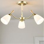 Люстра Reluce 38960-0.3-03 GD+WOOD, 3 лампы, 180 Вт, Е27, металл, до 18 кв.м