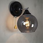 Бра Reluce 02288-0.2-01 BK+CH светильник настенный, 60 ВТ, Е27, металл, стекло, черный