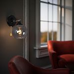 Бра Reluce 02288-0.2-01 BK+CH светильник настенный, 60 ВТ, Е27, металл, стекло, черный