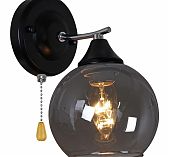 Бра Reluce 02288-0.2-01 BK+CH светильник настенный, 60 ВТ, Е27, металл, стекло, черный