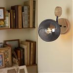 Бра Reluce 06780-0.2-01 BK+WOO светильник настенный, 60 Вт, Е27, металл, дерево, дымчатый