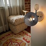 Бра Reluce 06780-0.2-01 BK+WOO светильник настенный, 60 Вт, Е27, металл, дерево, дымчатый