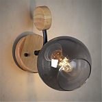 Бра Reluce 06780-0.2-01 BK+WOO светильник настенный, 60 Вт, Е27, металл, дерево, дымчатый