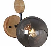 Бра Reluce 06780-0.2-01 BK+WOO светильник настенный, 60 Вт, Е27, металл, дерево, дымчатый